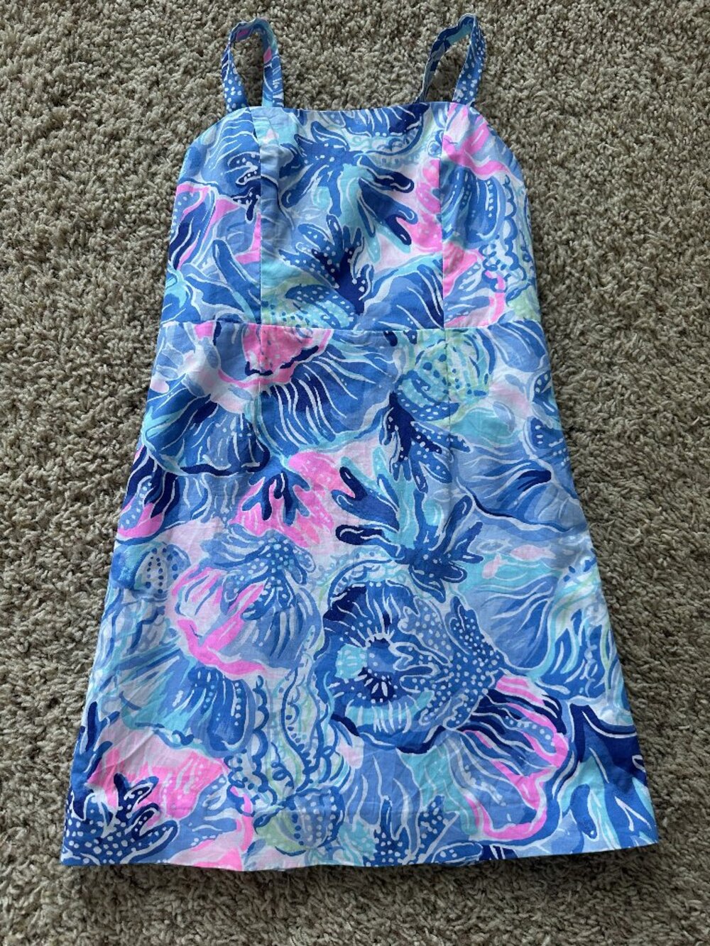 Lilly Pulitzer Kid's Girls Blue Pink Vivica Sleeveless Dress Size 10 Youth